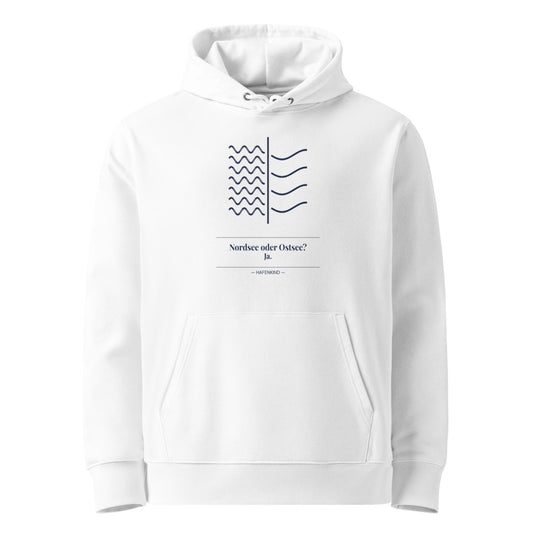 HAFENKIND Nordsee oder Ostsee? Ja. Hoodie — white